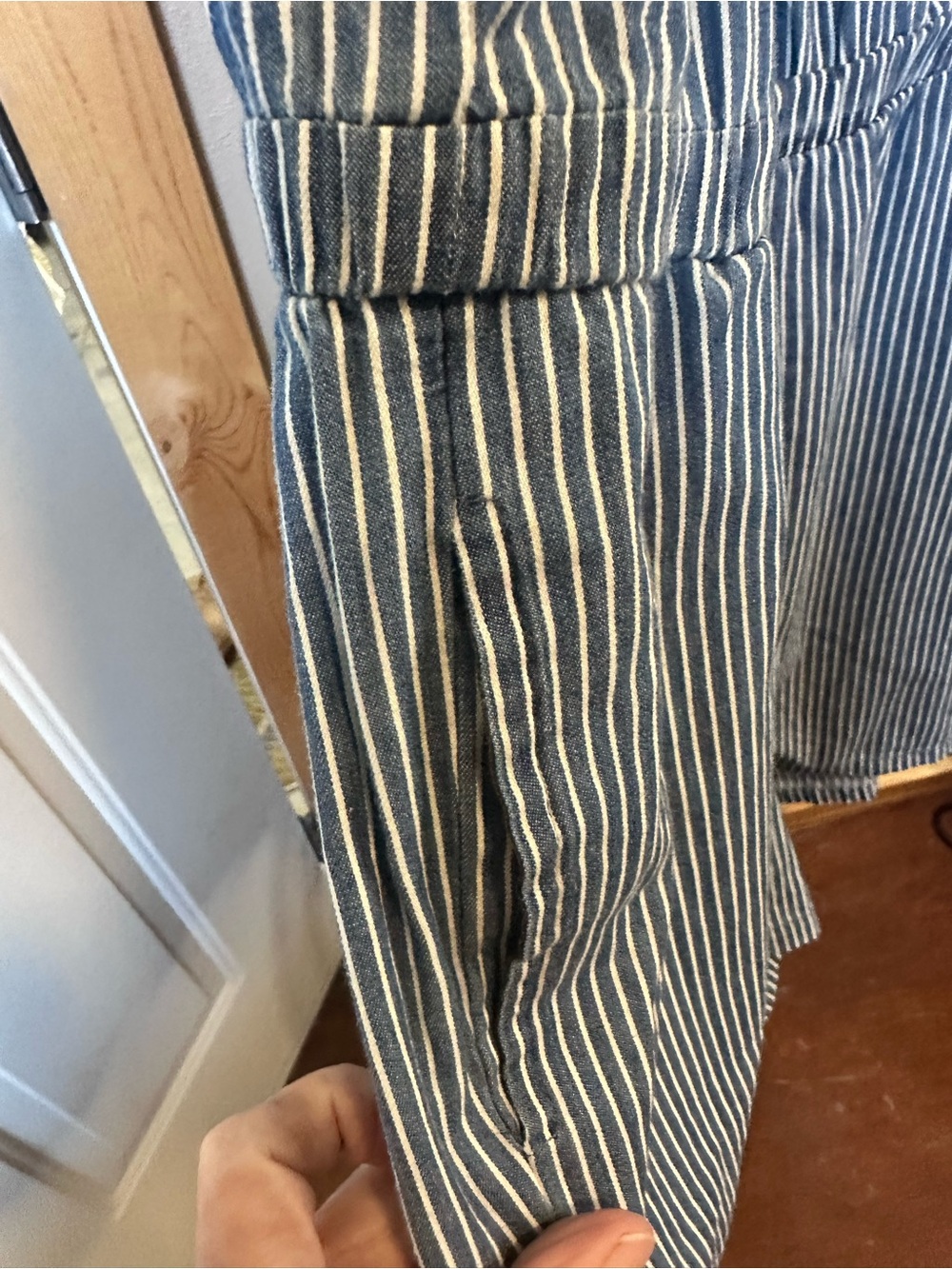 mark. Blue Striped Ruffle-Neck Romper - Picture 6 of 7
